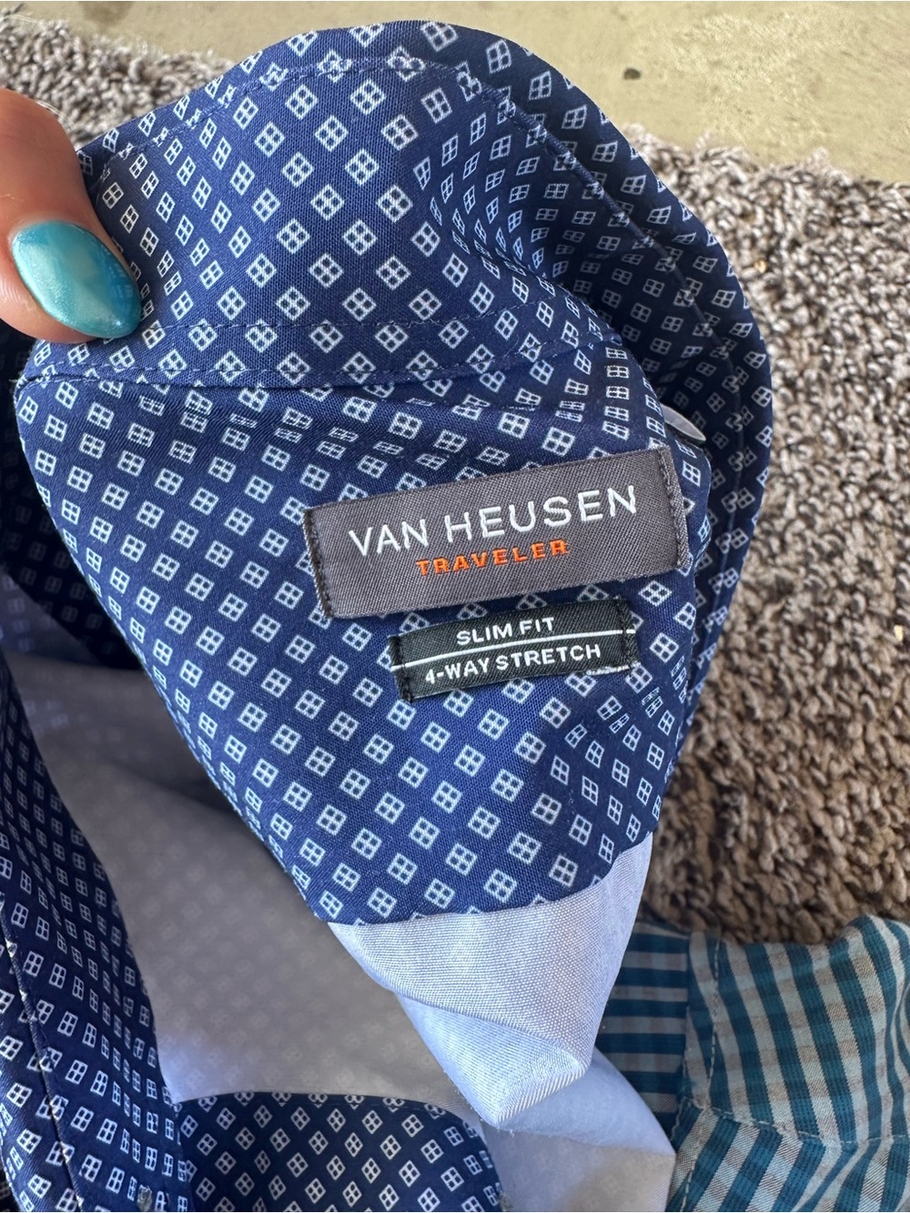 Van Heusen Navy Geometric Slim Fit Dress Shirt